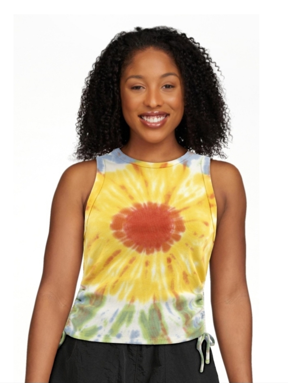 No Boundaries Yellow Multi Sunburst Tie-Dye Tank